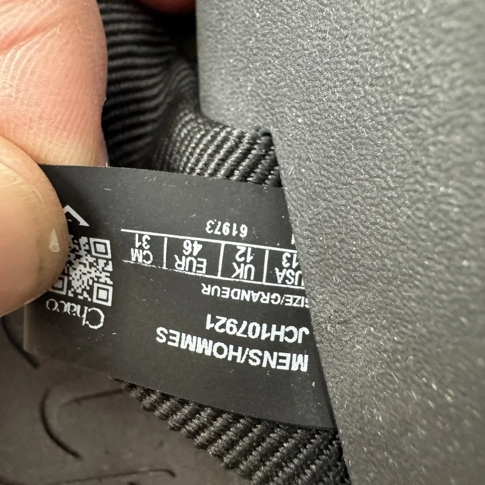 New Mens Chaco Chillos Black Nylon Flip Flops Thong Sandals Size 12 M NWOB